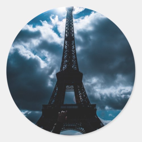 Eiffel Tower Blue Night Classic Round Sticker