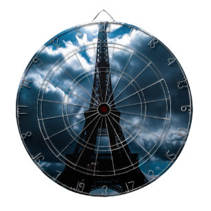 Eiffel Tower Blue Night Dartboard With Darts