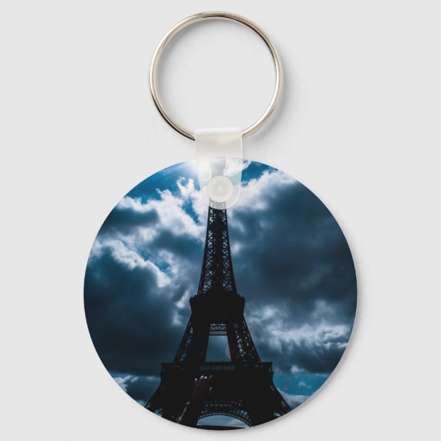 Eiffel Tower Blue Night Keychain (Front)