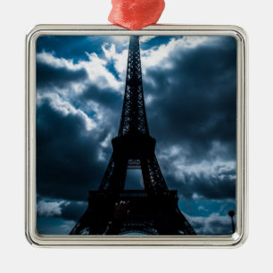 Eiffel Tower Blue Night Metal Ornament