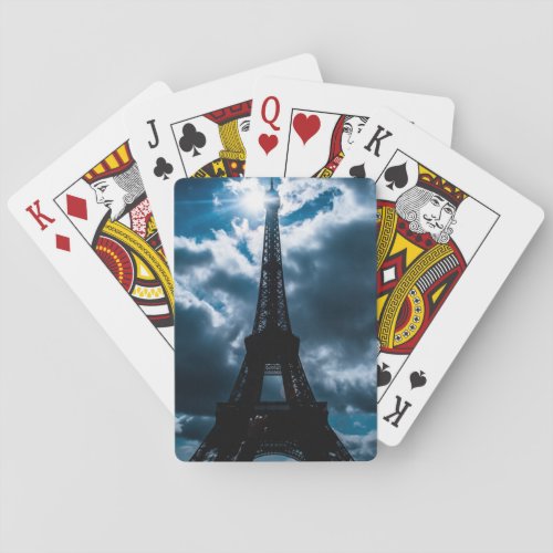 Eiffel Tower Blue Night Playing Cards