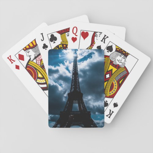 Eiffel Tower Blue Night Poker Cards