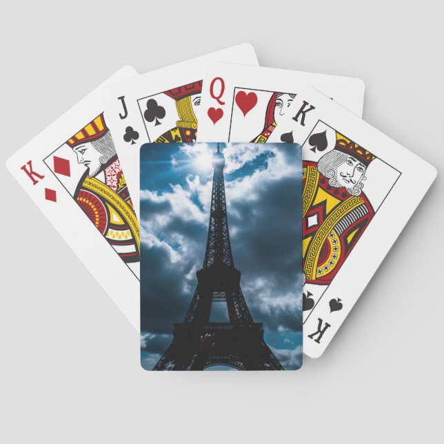 Eiffel Tower Blue Night Poker Cards (Back)
