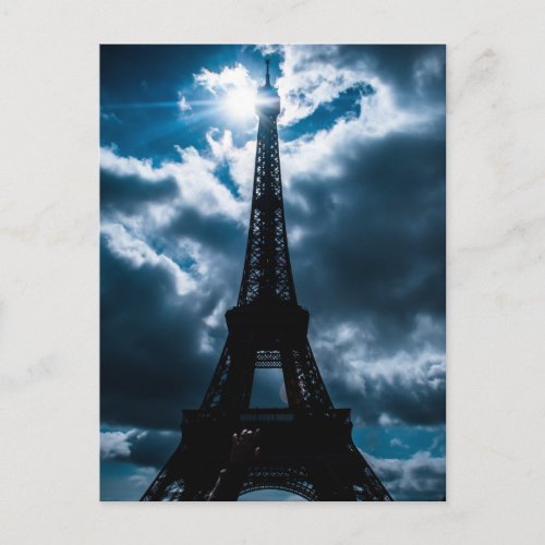 Eiffel Tower Blue Night Postcard