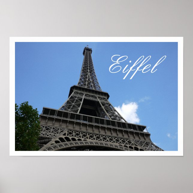 Eiffel Tower, Blue Sky, Paris, France Poster (Front)
