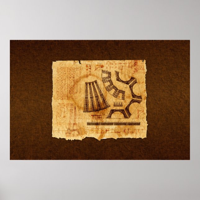 Eiffel Tower Blueprints Poster (Front)