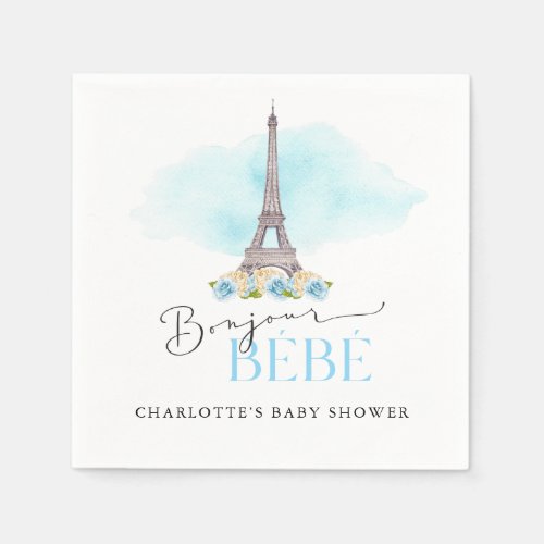 Eiffel Tower Bonjour Baby Shower Paper Napkins