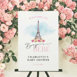 Eiffel Tower Bonjour Baby Shower Welcome Sign