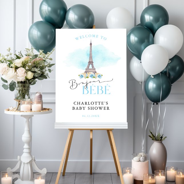 Eiffel Tower Bonjour Baby Shower Welcome Sign (Creator Uploaded)