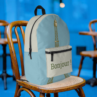 Eiffel Tower - Bonjour Printed Backpack
