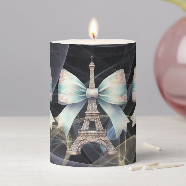 Eiffel Tower & Bow Pillar Candle (In Situ)