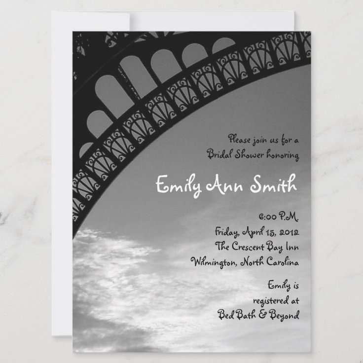Eiffel Tower Bridal Shower Invitations Zazzle