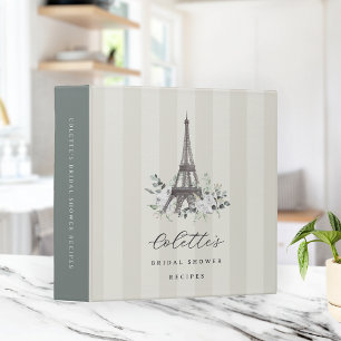 Eiffel Tower Bridal Shower Recipe 3 Ring Binder