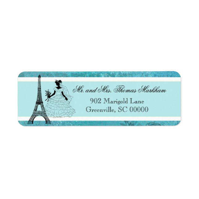 Eiffel Tower Bride Personalized Address Labels (Front)