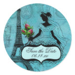 Eiffel Tower Bride Save the Date Round Stickers