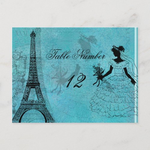 Eiffel Tower Bride Table Number Postcard