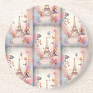 Eiffel Tower Butterflies and Flowers Coaster