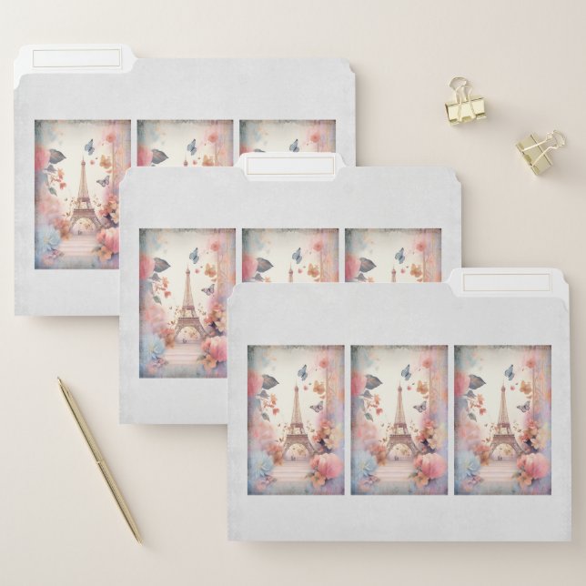 Eiffel Tower Butterflies and Flowers File Folder (Set)