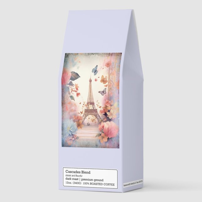  Eiffel Tower Butterflies and Flowers Roasted Coffee (Front)