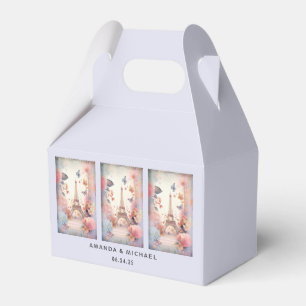 Eiffel Tower Butterflies and Flowers Wedding Favor Boxes