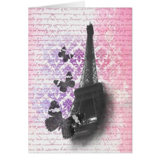 Eiffel tower & butterflies cards (Front)