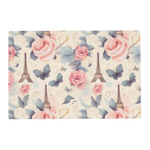 Eiffel Tower Butterfly and Roses Pattern Placemat