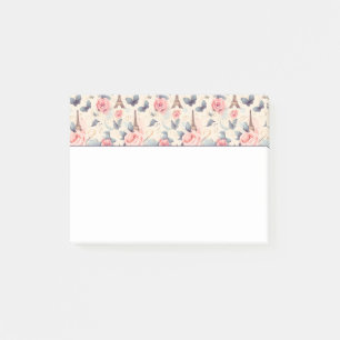Eiffel Tower Butterfly and Roses Pattern Post-it Notes