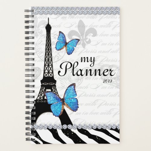 Eiffel Tower Butterfly French Country Script Planner