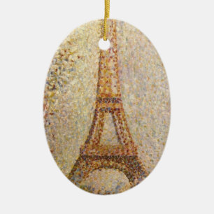 Eiffel Tower by Georges Seurat, Vintage Fine Art Ceramic Ornament