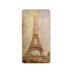 Eiffel Tower by Georges Seurat, Vintage Fine Art Label
