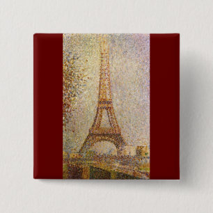 Eiffel Tower by Georges Seurat, Vintage Fine Art Pinback Button