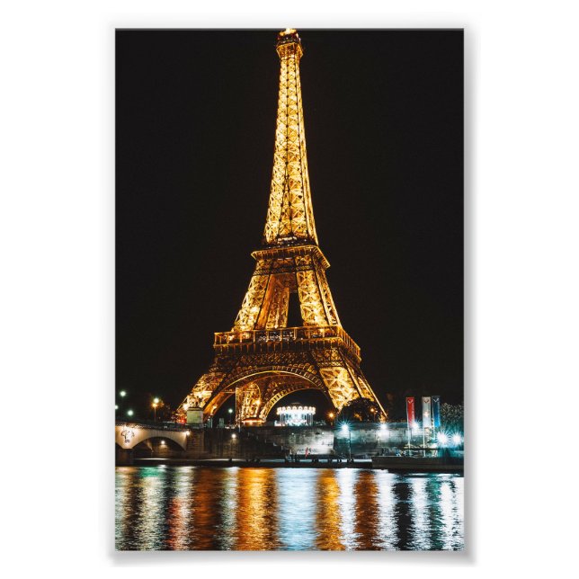 Eiffel Tower by night Photo Print (Front)