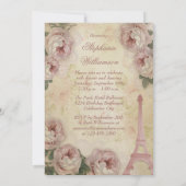 Eiffel Tower Cabbage Roses Any Age Birthday Party Invitation (Back)