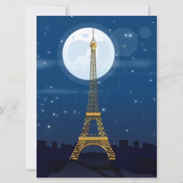 Eiffel Tower cartoon Invitation (Front)