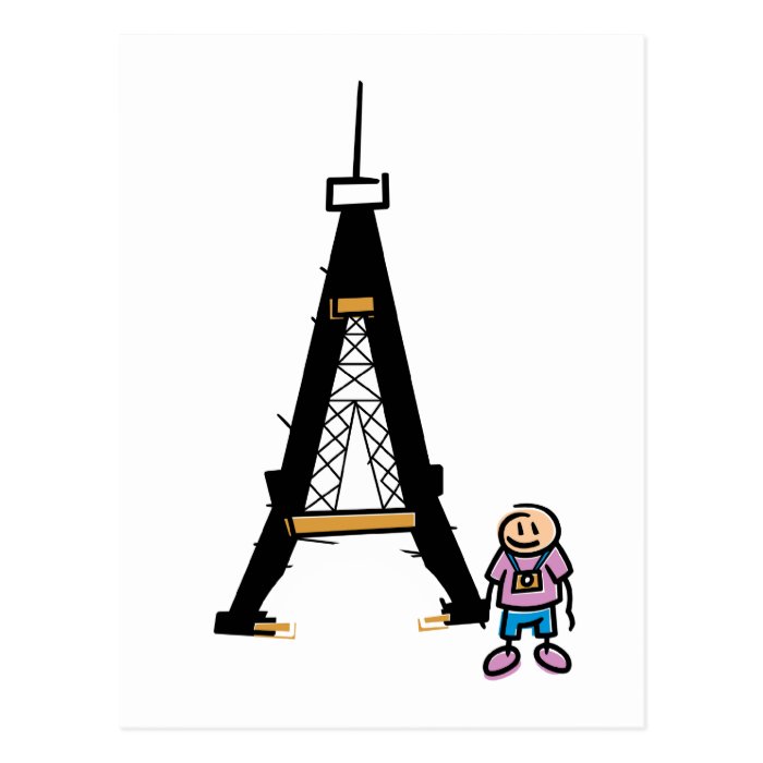 Eiffel Tower Cartoon Post Card