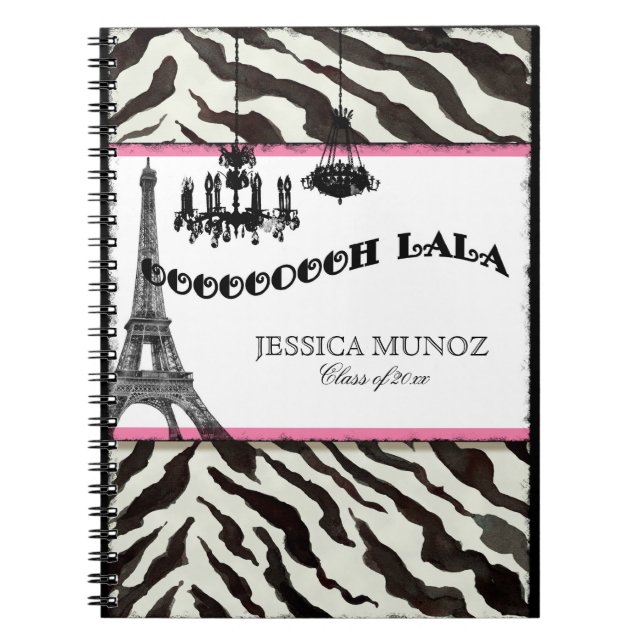 Eiffel Tower Chandelier Zebra Personalized Journal (Front)