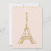 Eiffel tower chic gold glitter blush quinceanera invitation (Back)