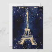 Eiffel tower chic gold glitter sparkle quinceanera invitation (Back)