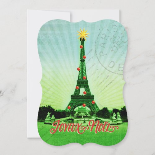 Eiffel Tower Christmas Collage Holiday Card