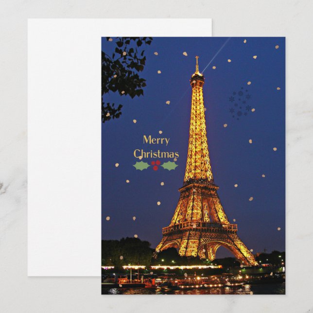 Eiffel Tower Christmas Holiday Card (Front/Back)
