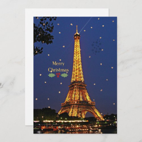 Eiffel Tower Christmas Holiday Card