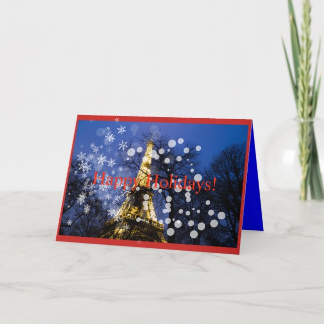 Eiffel tower Christmas Holiday Card (Front)