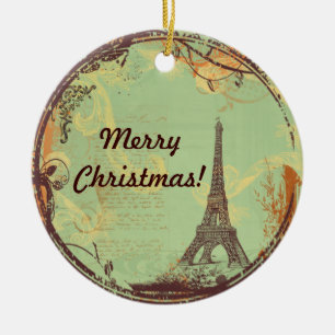Eiffel Tower Christmas Ornament in Green
