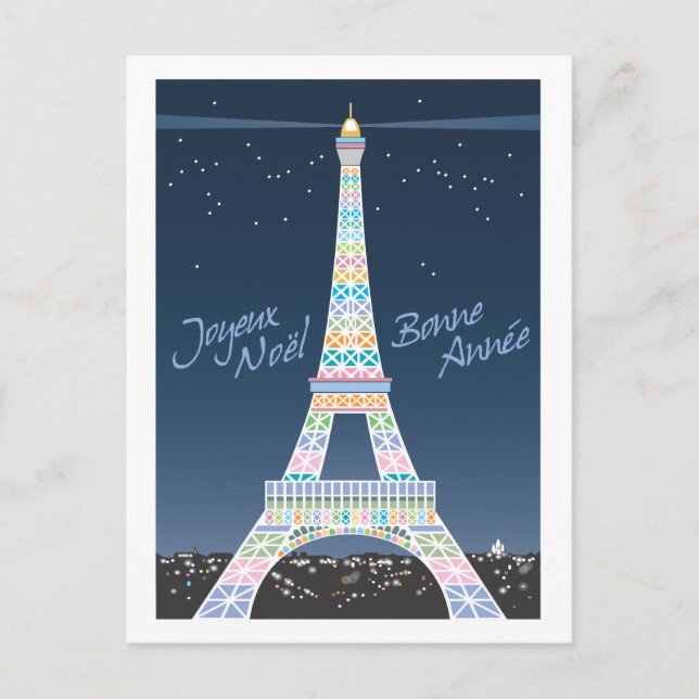 Eiffel Tower Christmas post card (Front)