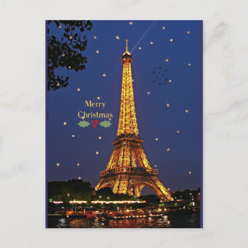 Eiffel Tower Christmas Postcard