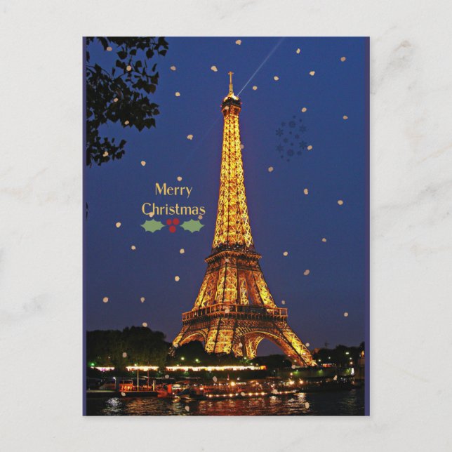 Eiffel Tower Christmas Postcard (Front)