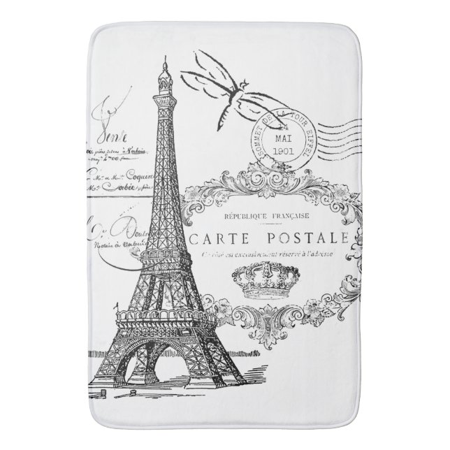 Eiffel tower collage bathroom mat (Front Vertical)