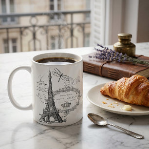 Eiffel tower collage coffee mug