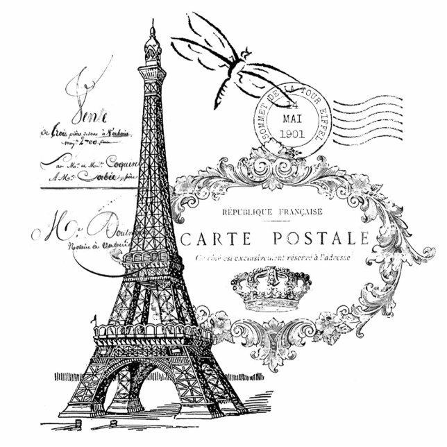 Eiffel tower collage magnet cutout (Front)