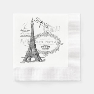 Eiffel tower collage paper napkins
